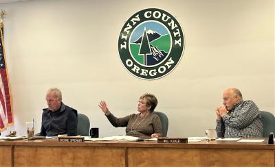 Linn County Commissioners Roger Nyquist, Sherrie Sprenger and Will Tucker.