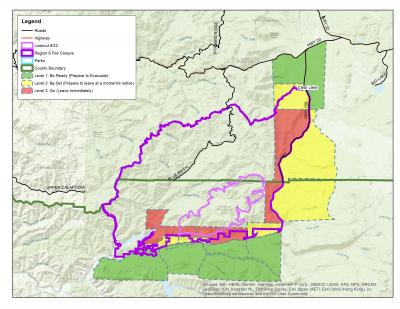 Lookout Fire evacuation map Aug. 23