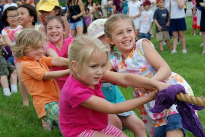 Children playing tug-o-war