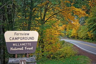 Fernview Group Campground sign