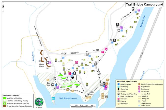campground map for Trail Bridge Campground
